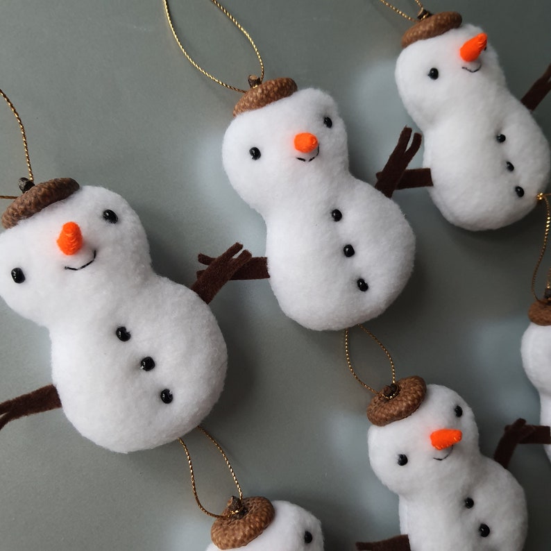 Xmas stuffed snowman set of 6 Christmas ornaments Snowmens image 5