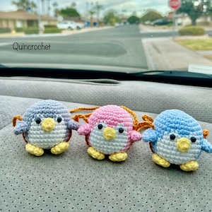 Crochet Penguin Car Hanger,Penguin Car hanger,crocheted penguin,Car Accessories,Crochet animals,Amigurumi,car mirror hanger