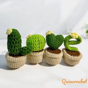 4PCS Cactus LOVE Handmade,Kit Cactus LOVE, crochet cactus plants, Gift for her, Romantic gifts, Gift,handmade cactus,crochet cactus