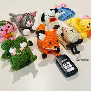 gehäkelte Tiere Schlüsselband mit Zugriemen, Schlüsselanhänger, Schlüsseltäschchen, gehäkelte Geschenke, gehäkelte Geschenke, süße Tiere
