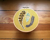 Hand Embroidery Hoop Art - Feather Family