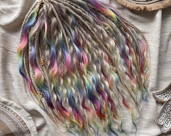Crochet dreadlocks Blonde dreads Rainbow Curls Synthetic Locs Double Ended DE or Single Ended SE Full head hair extension