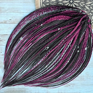 Crochet dreadlocks and braids Brown and burgundy synthetic dreads Double ended DE or Single ended SE Pink dreads Full head hair extension
