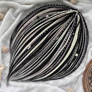 Crochet dreadlocks and braids Black  and white synthetic dreads Double ended DE or Single ended SE Lilac and grey Full head hair extension