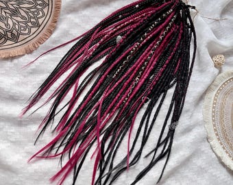 Synthetic Dreadlocks Black and Burgundy Bordeaux Locs Crochet Dreads Full Set Hair Extensions