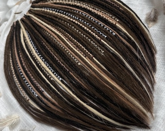 Synthetic Dreadlocks Brown Crochet Dreads Hair Extensions Blonde and Beige Locs added