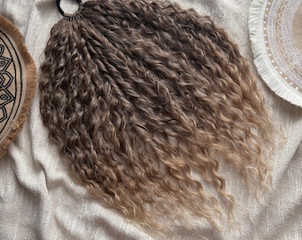 Curls on Elastic Band Synthetic Curly Hair and Braids on Hairband Ponytail  Locs Hair Extensions Blonde Ombre Locks