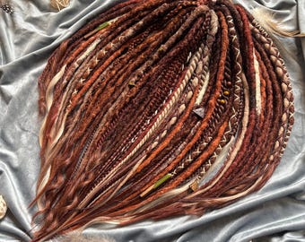Synthetic Dreads Copper Dreadlocks Brown and Blonde Hair Extensions Boho Style Narural Look Locs
