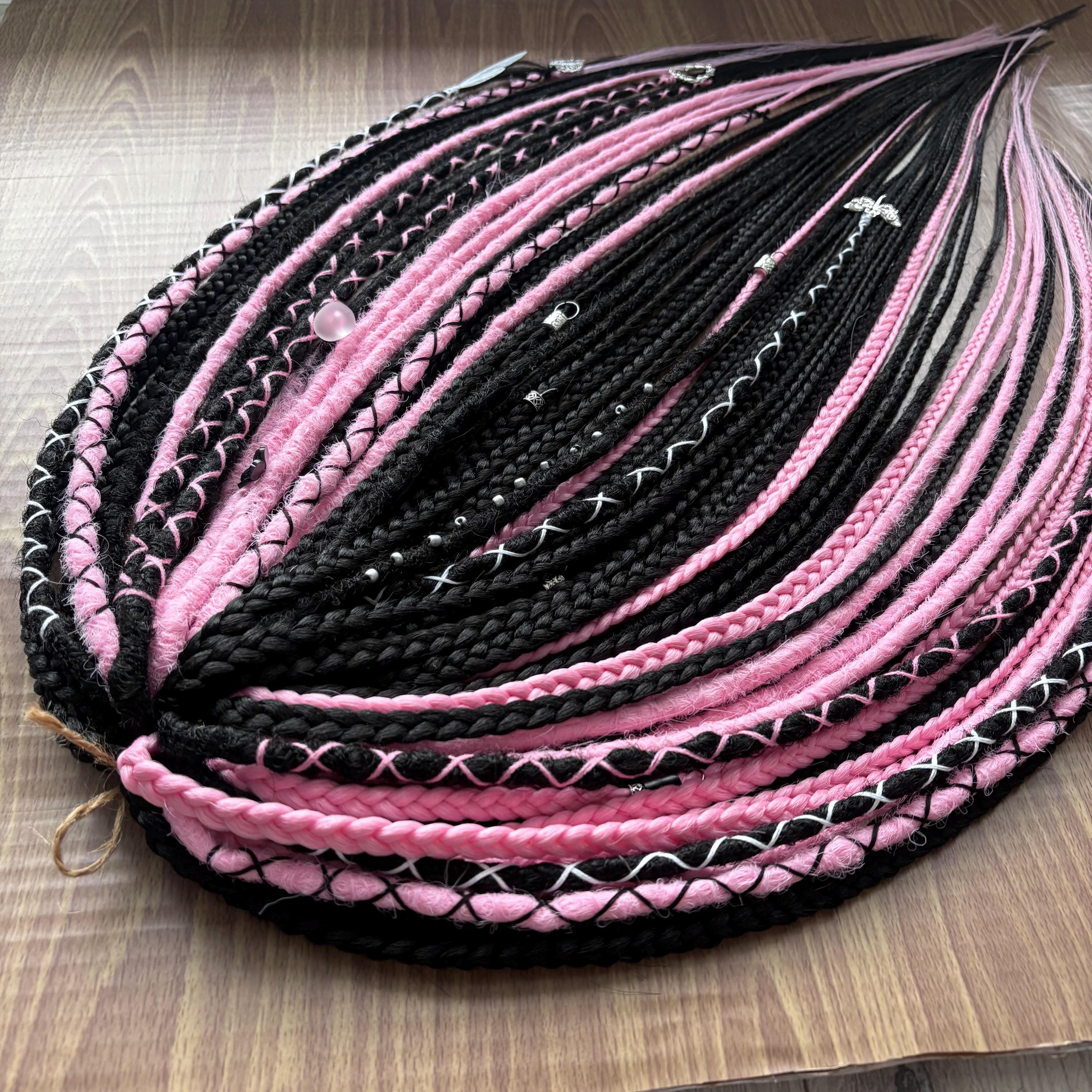 Crochet Dreadlocks Black and Pink Synthetic Dreads and  display picture 1