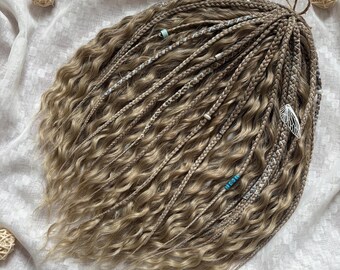 Synthetic Curls and Braids Crochet Dreads Ash Blonde Hair Wavy Hair Extensions Long Hair