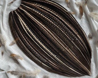 Synthetic Dreadlocks Brown Crochet Dreads Hair Extensions Blonde and Beige Locs added