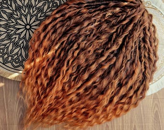 Rastas rizadas Rastas sintéticas rojo cobrizo Rastas onduladas rojo jengibre Extensiones de cabello ombré Set completo de rastas rizadas estilo boho Cabello sintético rizado
