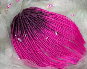 Synthetic Dreadlocks Black to Pink Dreads Crochet Full Set of Hair Extensions Double DE or Single SE Locs