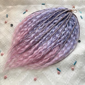 Synthetic dreads Curly crochet dreads Violet to Pink Hair Extension Natural look Synthetic Dreadlocks Purple to Pink dreads with braids