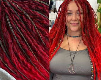 Curly Dreadlocks Synthetic Braids Brown Locs Wavy Dark Red to Light Red Boho Dreads Hair Accessories Burgundy Ombre Natural Look Hair