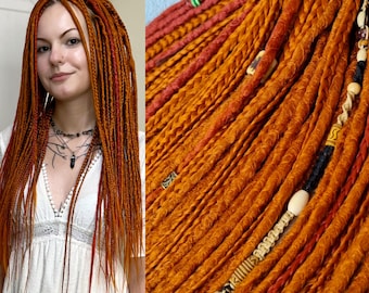 Crochet dreadlocks Ginger and Copper red synthetic dreads and braids Double ended DE or Single ended SE dreadlocks Full head hair extension