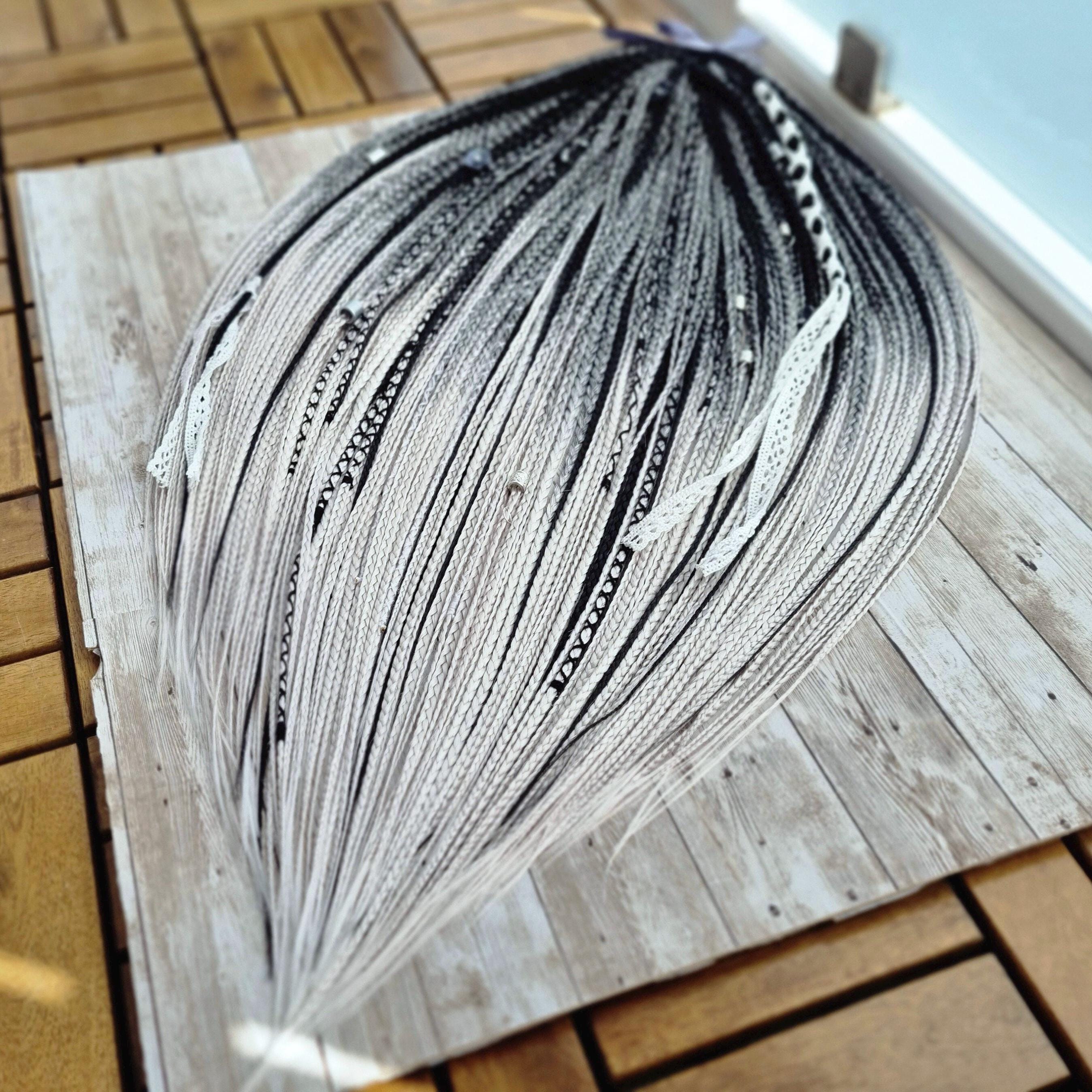 Double ended  grey braids Full set of grey and black braids Boho braids Dark grey into light grey braids Full set hair extensions DE or SE