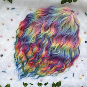 Golvende dreadlocks Set golvende regenboog roze en gele dreadlocks Verlengdreadlocks Natuurlijke uitstraling Synthetische groen en blauw haar DE- of SE-dreads