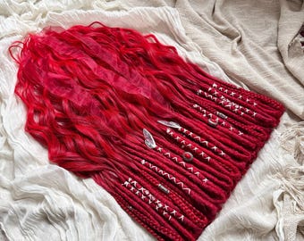 Synthetic Dreads Crochet Dreadlocks Wavy dreads Red Synthetic Hair Extensions Full set of DE or SE Boho dreads and braids Wavy Locs