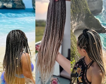 Synthetic Braids Ash Blonde Ombre / Gradient Hair Extensions Double ended Single ended Long Braided Locks