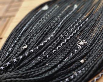 Synthetic dreadlocks Black dreads and braids Full head of hair extensions Gothic dreads Double ended DE or Single Ended SE dreads Black hair