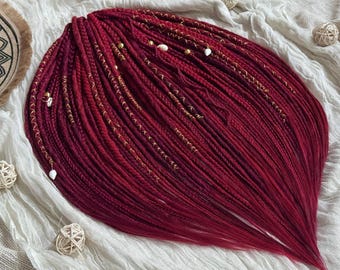 Synthetic Dreads Crochet Dreadlocks and Braids Dark Red and Burgundy Locs Full Head Hair Extension Cherry Red