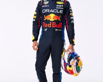 Checo Perez Neuer Anzug Sergio Perez Red Bull Racing F1 Rennanzug 2024 Orakel Go-Kart-Anzug Druckanzug mit freien Handschuhen, freie Balaclava