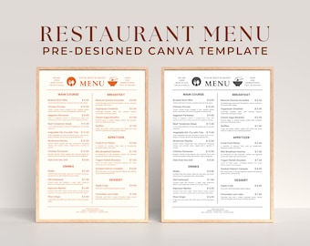 Plantilla de menú de restaurante minimalista, menú de restaurante moderno, plantilla de menú editable, letrero de horario de apertura del restaurante, letrero de bienvenida al restaurante