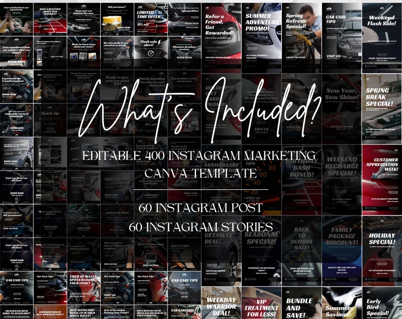 Car Detailing Marketing Template Car Detailing Instagram Post Story Template Social Media Marketing Template Canva Template