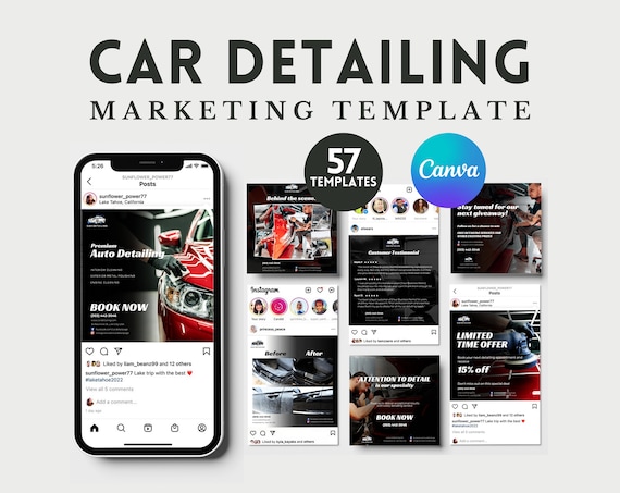 Car Detailing Marketing Template Car Detailing Instagram Carousel Template Car Detailing Social Media Marketing Template Canva Template
