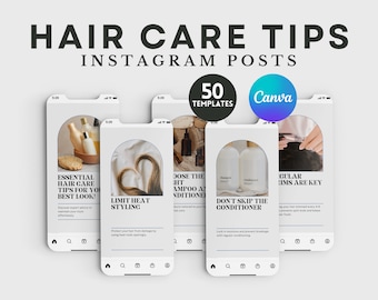 Plantillas de publicaciones de Instagram con consejos para el cuidado del cabello Plantilla de Instagram para el cuidado del cabello para peluquerías Plantilla de redes sociales Plantilla de marketing para peluquerías