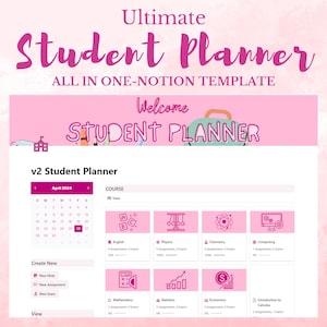 Student Planner Template, School Assignment Tracker Notion Template, Assignment Tracking Template, Study Planner Template College