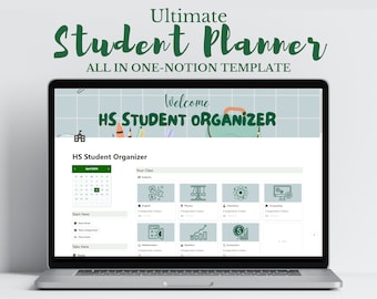 Planificador de estudiantes Notion Todo en uno Panel de control de estudiantes estéticos de Notion Planificador de estudiantes académicos Plantilla de planificador de vida de Notion