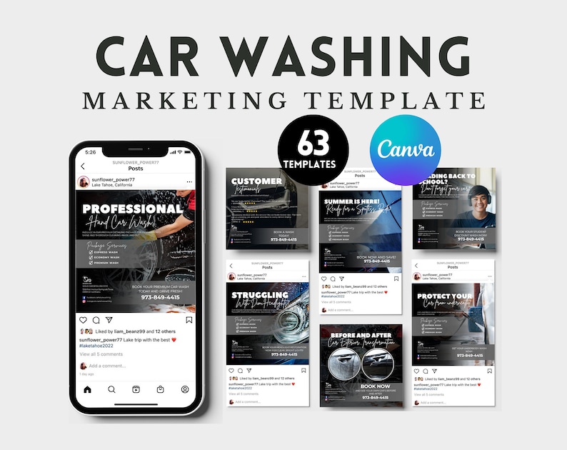 Car Washing Marketing Template Car Washing Instagram Post Template Car Wash Social Media Marketing Template Canva Template