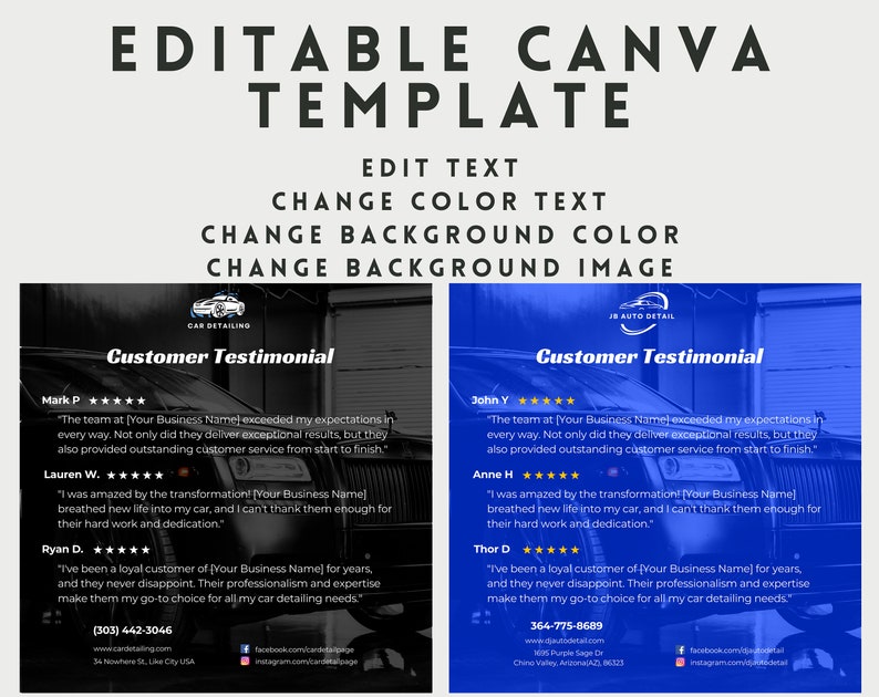 Car Detailing Marketing Template Car Detailing Instagram Carousel Template Car Detailing Social Media Marketing Template Canva Template