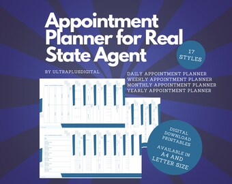 Planificador de citas diarias para agentes inmobiliarios imprimible / Programador de citas diarias para agentes inmobiliarios Planificador de citas semanales para agentes inmobiliarios