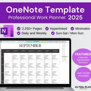 One Note Template for Work Calendar Onenote Templates for Home OneNote Planner 2025 Onenote Template Business Notebook for Onenote