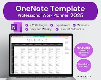 One Note Template for Work Calendar Onenote Templates for Home OneNote Planner 2025 Onenote Template Business Notebook for Onenote