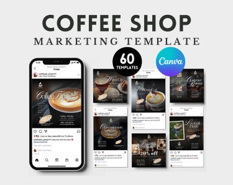 Plantilla de marketing de cafetería, publicación de Instagram para negocios de cafetería, plantilla de redes sociales para publicación de marketing de IG de cafetería, plantilla de Canva