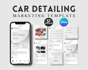 Plantilla de marketing de detailing de automóviles Plantilla de carrusel de Instagram de detailing de automóviles Plantilla de marketing en redes sociales de detailing de automóviles Plantilla de Canva
