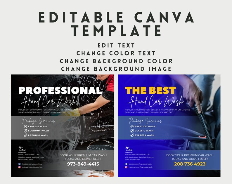 Car Washing Marketing Template Car Washing Instagram Post Template Car Wash Social Media Marketing Template Canva Template
