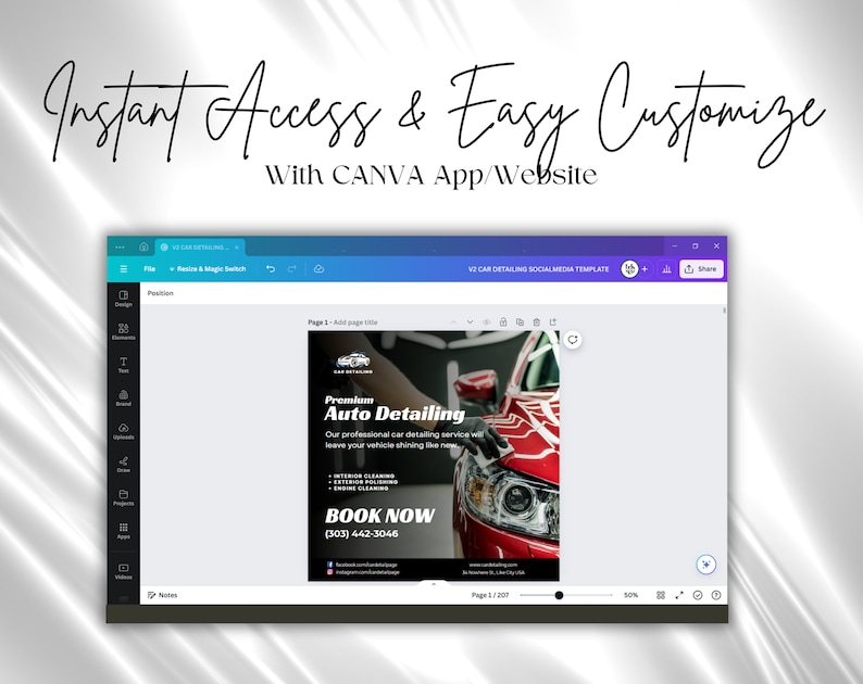 Car Detailing Marketing Template Car Detailing Instagram Post Story Template Social Media Marketing Template Canva Template