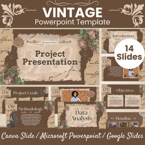 Vintage Presentation Template, Minimal Presentation Template, Business Powerpoint Slides, Simple Editable Presentation, Canva Slides