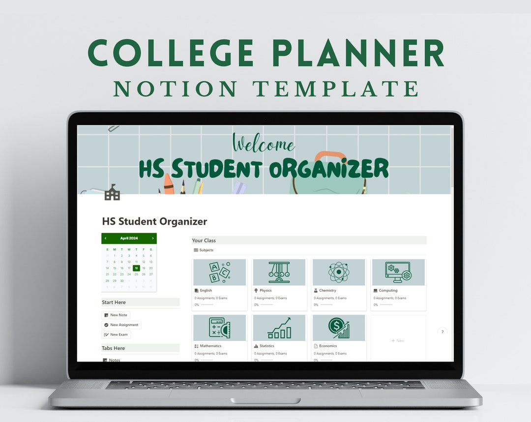 College Planner Notion Template for Student, Academic Planner Student ...