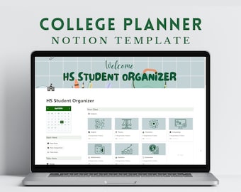 Plantilla de planificador universitario de Notion para estudiantes, planificador académico, planificador estudiantil, planificador universitario, planificador de escuela secundaria, planificador de tareas