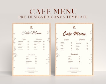 Plantilla de menú de cafetería, menú de cafetería minimalista, plantilla de menú editable, letrero de horario de apertura de cafetería, letrero de bienvenida de cafetería, plantilla de menú de cafetería moderna Canva