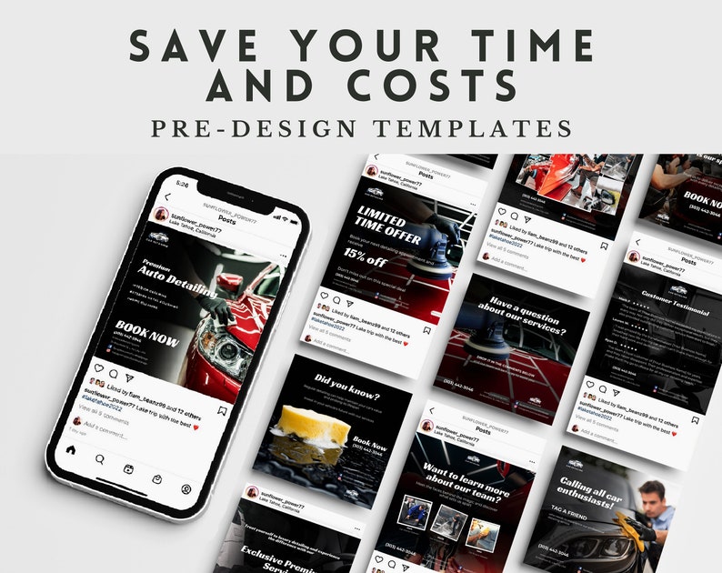 Car Detailing Marketing Template Car Detailing Instagram Carousel Template Car Detailing Social Media Marketing Template Canva Template