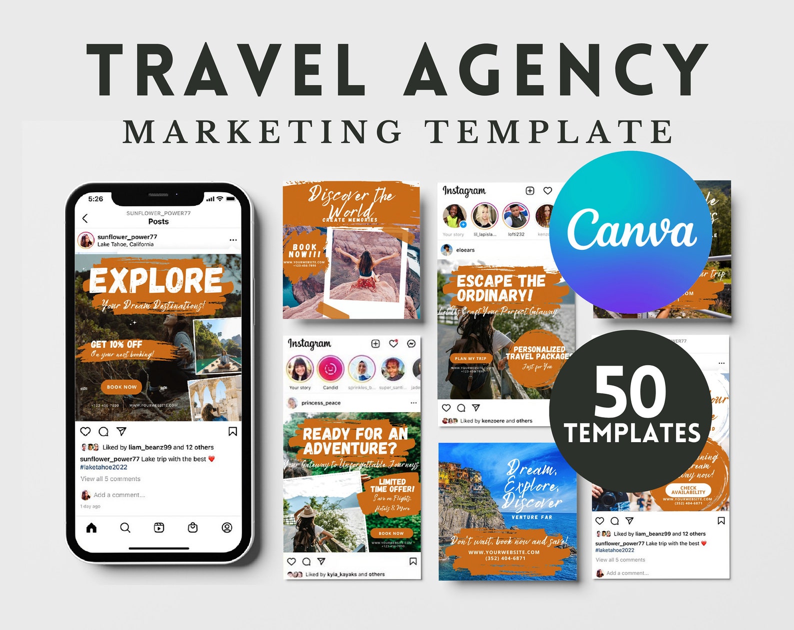 Travel Agency Social Media Marketing Template, Travel Agency Instagram ...