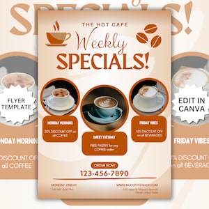 Flyer de Café, Modelo de Flyer de Cafeteria, Flyer de Cardápio de Café, Modelo de Cardápio de Restaurante, Modelo de Flyer de Cardápio, Modelo de Flyer Canva