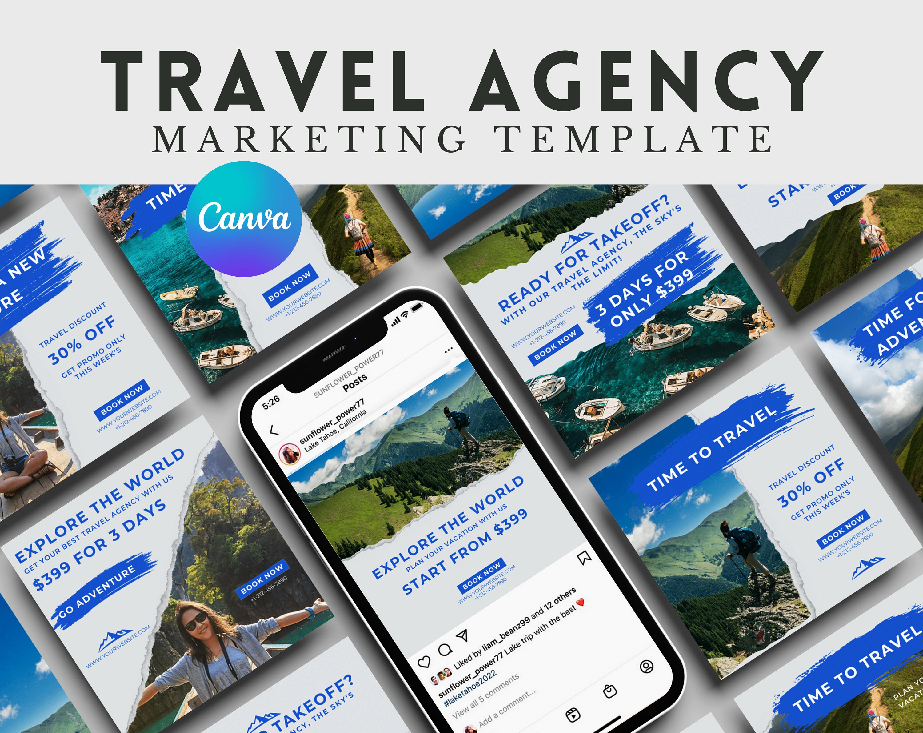Travel Agency Marketing Template for Travel Agency Social Media